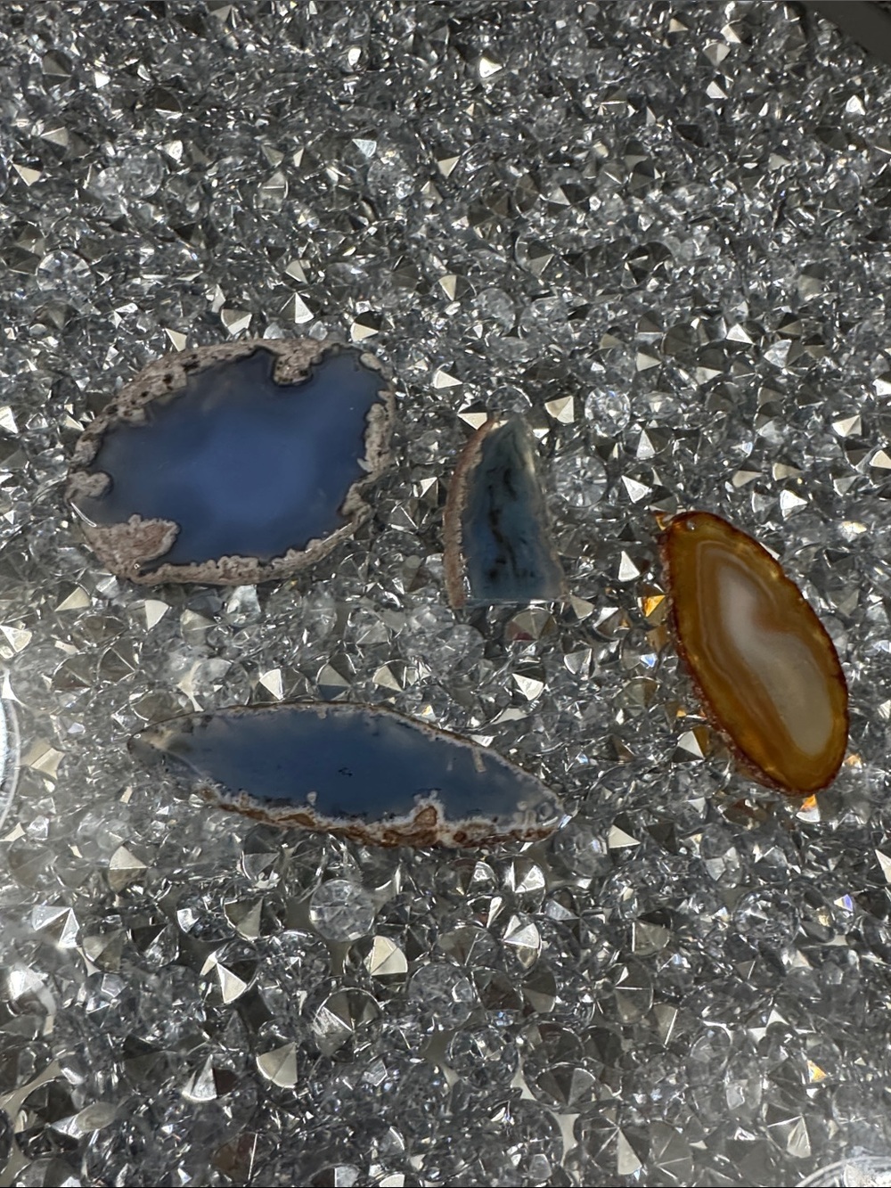 Blue and Amber Agate Slices Set
